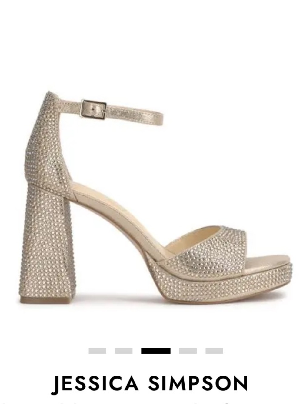 Jessica Simpson Kaliah Champagne Glitter Block Heel Sandals